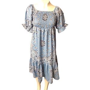 Blue Floral Cottagecore Milkmaid Dress size small